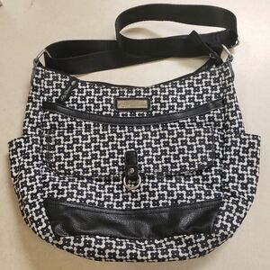 Lily Bloom Eco-friendly Blk & Wht "Daisy Dots" Belle Coho Crossbody Bag Purse